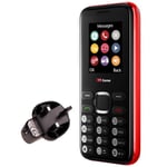 TTfone TT150 Unlocked Basic Mobile Phone UK Sim Free with Bluetooth, Long Battery Life, Dual Sim with camera and games, easy to use, durable and light weight pay as you go (Red, with Mains Charger)