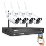 SANNCE 8 Channel Wireless Security Camera System with 4 pcs 1080p Outdoor Wi-Fi CCTV IP Cameras, Plug an Play, Easy Remote Access, AI Human Detection-NO HDD