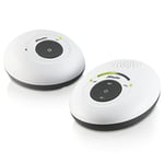 Alecto DECT Babyphone - Babyphone Audio avec 300m de portée - Baby Monitor Full ECO - Adaptateur et Piles Rechargeables Inclus - 100% sans interférences - Blanc/Gris
