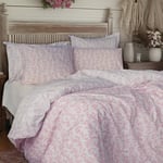 LERUUM Christmas Kingsize Duvet Cover Set Pink Lilac Bedding Cotton Reversible Floral Pattern Cosy Quilt Cover Set (King Coquette Bedding)