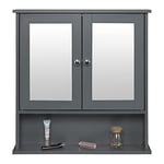 eSituro Armoire de Toilette avec Miroir et Porte, Meuble de Rangement pour Salle de Bain, Gris, BxHxT, 56x58,3x13cm