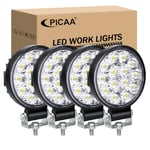 PICAA Lot de 4 mini lampes de travail LED de 8,1 cm 42 W, 6 000 K, blanc LED pour voiture, voiture, 4 x 4, camion, SUV, ATV, UTV, moto 12 V 24 V