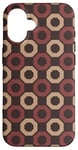 Coque pour iPhone 16 Beige Brown Octagons Connected Squares Honeycomb