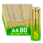 AA Batteries pack of 80 by GP AA Batteries Ultra Alkaline - 10 year shelf life, ideal for everyday hungry devices, long lasting power, anti-leakage technology | also known as LR06, MN1500, 15A, AM3