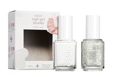 essie nail art studio milky way (vernis à ongles n° 1 blanc, special effects vernis à ongles n° 10 separated starlight)
