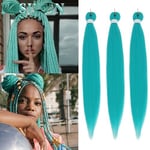 Braiding Hair Pre Stretched - 30 Inch Pre Stretched Braiding Hair Green Braiding Hair Soft Yaki Texture 3 Packs Crochet Hair Extensions Braids for Black Women (30 Inch(3Packs), Green)