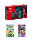 Nintendo Switch Neon Console With Animal Crossing New Horizon &Amp; Mario Kart 8 Deluxe