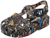 melissa Mini Possession Print + Mickey and Friends BB, Sandales plates pour filles, Noir, 25/25.5 EU