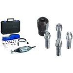 Dremel 3000 Outil Rotatif Multifonction 130W avec 1 Adaptation 25 Accessoires, Vitesse Variable 10000-33000 tr/min & Kit d'Accessoires - 4 Pinces et Ecrou de Serrage pour Outil Multifonction Rotatif