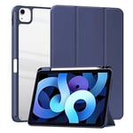 HUEZOE Étui Compatible avec iPad Air 5 2022/iPad Air 4 2020 et iPad Pro 11 2021/2020/2018, Coque Rigide en Acrylique avec Porte-Stylo, Fonction Veille/réveil Automatique, Bleu foncé