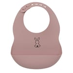 Nattou Bavoir en Silicone Avec Bol de Collecte, Lapin, Taille Réglable, Sans BPA, Environ 20 x 27 cm, Silicone, Vieux Rose