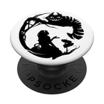 Silhouette Alice au pays des merveilles et le chat du Cheshire PopSockets PopGrip Interchangeable