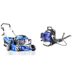 Hyundai 17"/42cm 139cc Electric-Start Self-Propelled Petrol Lawnmower with 3 Year Warranty & Powerful Petrol Backpack Leaf Blower, 52cc 2 Stroke Engine, 3 Year Warranty, DIY & Tools, Blue