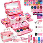 Maquillage Enfant Fille - Maquillage Enfant Jouet Filles,Kit de Maquillage Enfant Fille,Non Toxique Lavable Coffret Maquillage Enfant Filles Cadeau de Noël Anniversaire Fille4 5 6 7 8 9 10-12 Ans