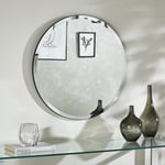 Circular Simplistic Mirror With Bevelled Edge Round Shape Black Frame 60 x 60 cm