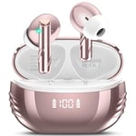 Conyat Wireless Earbuds, Stereo Sound Bluetooth 5.4 Headphones in Ear With 4 ENC Noise Cancelling Mic, 48H Playtime Bluetooth Earbuds, LED Display Wireless Earphones IP7 Waterproof, USB-C, Rose Gold