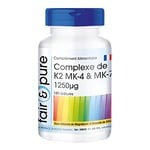 Fair & Pure® - K2 Complex 1250µg MK-4 & MK-7 - végan - dosage élevé - 180 gélules