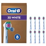 Oral-B Pro 3D White Brossettes De Rechange Pour Les Brosses Électriques Pour Adultes Sauf iO/Pulsonic, Embouts Blancs Et Ronds Pour Éliminer Plus De Plaque, Nettoyage En Profondeur, Lot De 8 Têtes