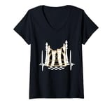 Womens Funny Chess Heartbeat Game Lovers Men Women Boys Graphics V-Neck T-Shirt