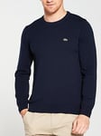 Lacoste Crew Knit Jumper - Navy, Navy, Size S, Men