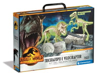 Clementoni Jurassic World 3 Dominion-Triceratops and Velociraptor-Dinosaurs, Fos