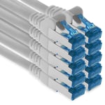 0,25 M - Câble réseau CAT-6a, Ethernet, Lan & Patch Cable RJ-45 SFTP 10GB/s - Lot de 10 Blanc