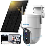 4MP QHD Camera Surveillance WiFi Exterieure sans Fil Solaire, 360° PTZ IP Camera Solair, avec Panneau Solaire 5W & Batterie 15000mAh, 35M Vision Nocturne Couleur, Détection Humaine PIR, IP67.[G962]