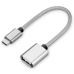 USB-C OTG adapter - USB-C han / USB-A 2.0 hun - Sølv