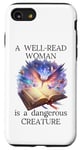 Coque pour iPhone SE (2020) / 7 / 8 A Well Read Woman is a Dangerous Creature Womens Floral Book