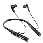 Casque Bluetooth Tour de Cou écouteurs 15 Heures de Lecture écouteurs Stéréo Sportifs Respectueux de la Peau pour la Conduite d'un Bureau d'Affaires,Noir