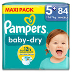 Pampers Baby-Dry bleier, størrelse 5+, 12-17 kg, maxipakke (1 x 84 bleier)