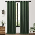 MRTREES Double Rideaux Occultant en Lin 100% Rideaux Opaque à Oeillets Rideau Thermique Isolant Anti Froid Anti Bruit pour Porte Fenetre Chambre Adulte Salon, 132x245 cm, Vert Olive, 2 Pièces