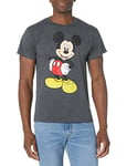 Disney Men's Classic Mickey Mouse Full Size Graphic Short Sleeve T-Shirt, Char HTR, Medium