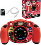 Miraculous Ladybug Chat Noir, Appareil Photo 4-en-1 pour Enfants, Fonction Photo, vidéo, Audio et Jeux, Carte SD 32Go Incluse, DJ080MI.[G139]