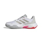 adidas Women's Courtjam Control 3 Tennis Shoes, Cloud White/Iron Metallic/Lucid Red, 5 UK