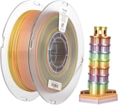 Filament PLA Silk 1,75mm , Six Couleurs Arc-en-ciel Dégradées, Finition Soie, Filament D'impression 3D Amélioré, Précision Dimensionnelle +/- 0,03mm, Bobines de 1kg (2,2lbs), Rainbow1