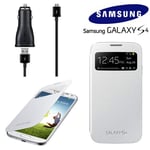 GENUINE Samsung Galaxy S4 S View Flip Cover Case Accessory Pack + Car Charger