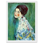 Gustav Klimt Portrait Of A Lady Japonism Green Home Painting A4 Artwork Framed Wall Art Print