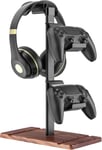 Support Manette, Support Casque En Bois De Noyer, Gamer Porte Manette Pour Xbox Ps5 Ps4 Switch, Headset Stand, Accessoire Bureau Gaming