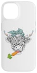 iPhone 14 Cute Highland Cow Easter Spring Season Eggs Carrot Bandana Case