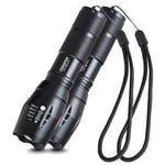 2x Lampe Torche LED de Poche Puissante 1000 Lumen Militaire Zoomable Tactique