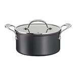 Tefal Jamie Oliver Cook’s Classics Stewpot, 24 cm, Non-Stick, Oven-Safe, Induction, Glass Lid, Riveted Handle, Hard Anodised Aluminium, 24 cm Stewpot + Lid, H9124644, Black