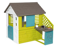 Smoby - Maison Pretty + Cuisine d'Eté - Cabane de Jardin Enfant - Persiennes et Volets Coulissants - 17 Accessoires - 810722