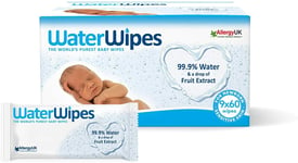 WaterWipes Baby Wipes  Box 9x60 Wipes (540Total) 99.9% Water Pure Unscented