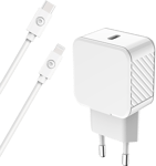 Chargeur maison 20W Power Delivery + Câble USB C/Lightning Blanc - 100% Plastique recyclé Bigben - Neuf