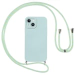 Vauki Coque pour iPhone 14 Plus avec Cordon, Etui avec Collier - Tour de Cou Lanière en Corde - Silicone Housse avec Réglable Chaine pour iPhone 14Plus, Bandouliere - Bleu