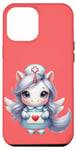 Coque pour iPhone 12 Pro Max Valentine Unicorn Caring Nurse Love Healthcare Poney magique