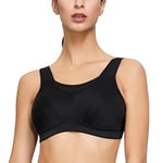 Deyllo Soutien-Gorge Sport Grand Maintien Running Grande Taille Minimiseur sans Armatures Non Rembourré (Noir, 105C)