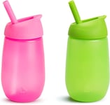 Munchkin Simple Clean Straw Cup, 10oz/296ml, 2 Pack, Green/Pink