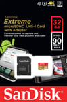 SanDisk Extreme 90MBs microSDHC UHS-I memory card - 32GB